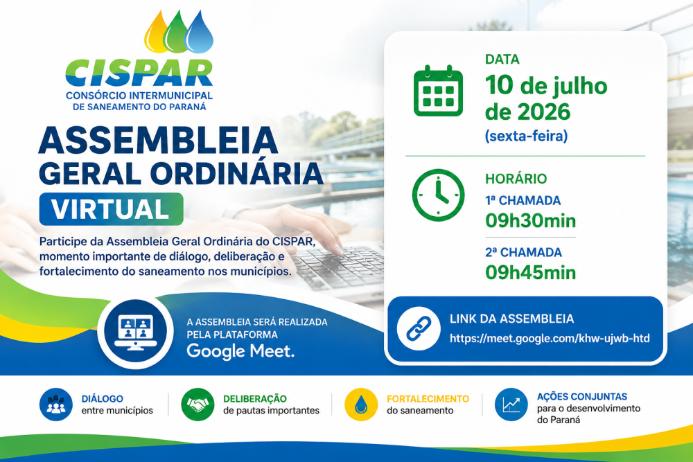 Convocação: Cispar realizará Assembleia Geral no dia 10 de julho