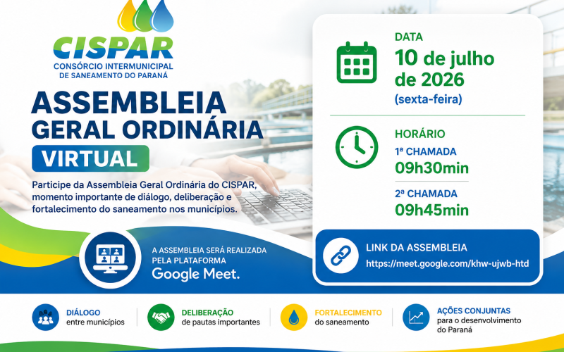 Convocação: Cispar realizará Assembleia Geral no dia 10 de julho